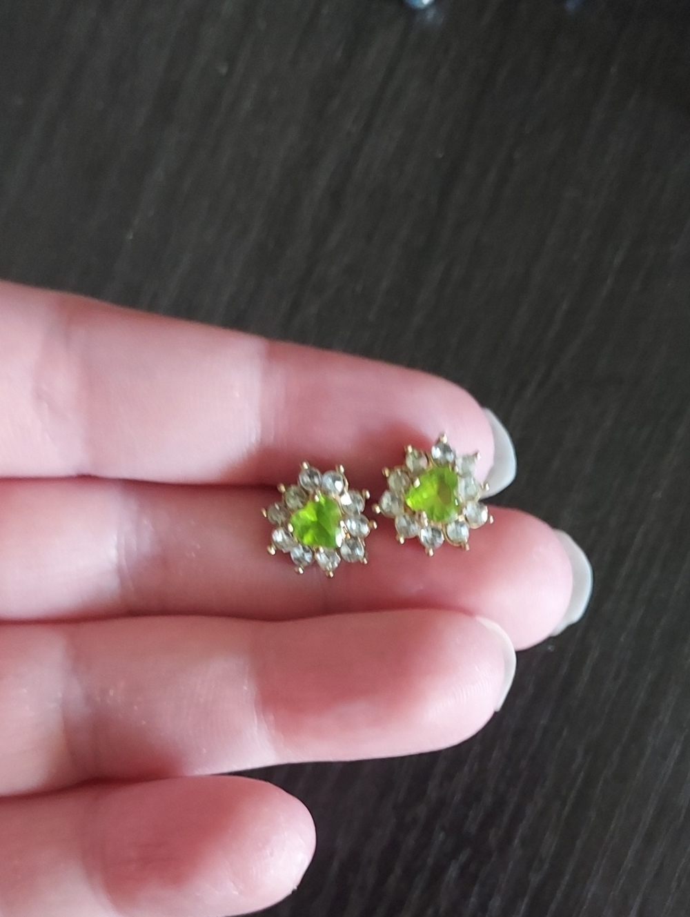 Peridot Green Heart Halo Stud Earrings - Women's Jewelry